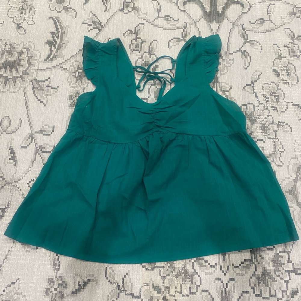 Chic Teal Ruffle Blouse for Women